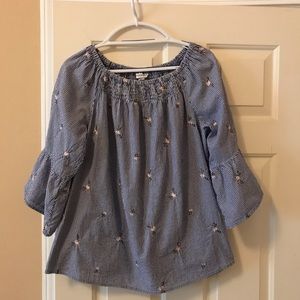 Westport cotton blouse with cute pink flowers, 1X